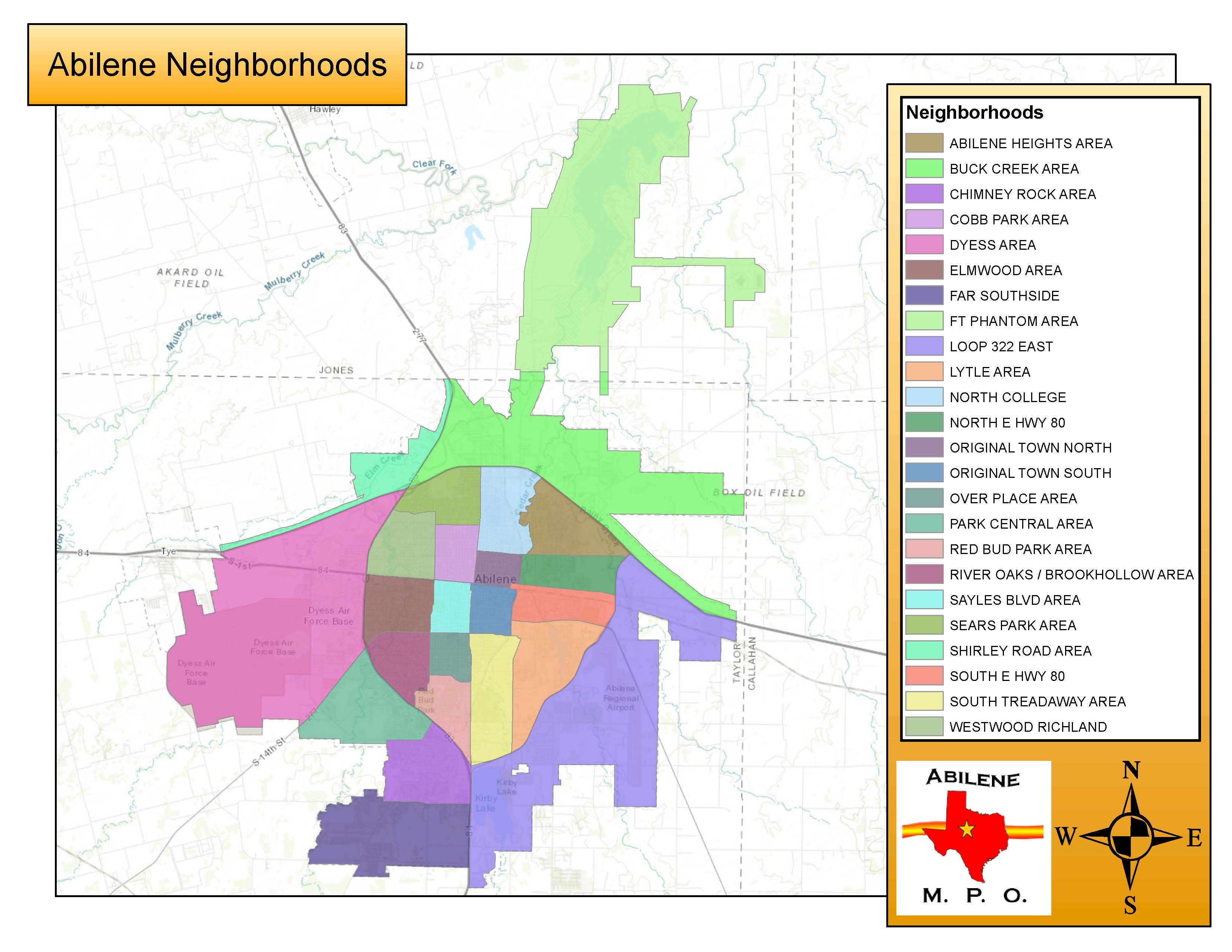 Map of Abilene Neighborhoods